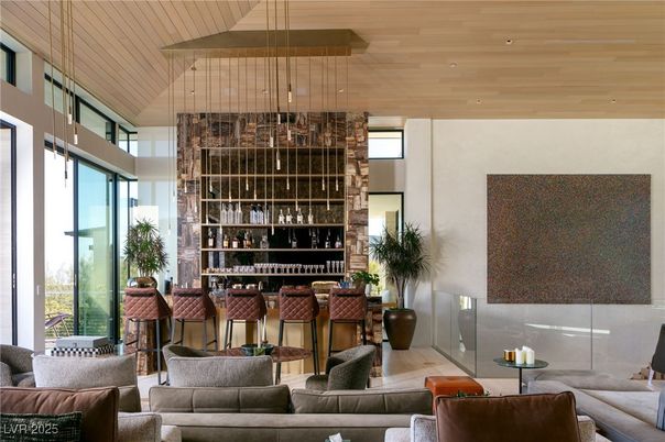 Interior, Living room, Pendant Lights, Recessed Lighting, Wooden Ceilings, Wood Texture Flooring