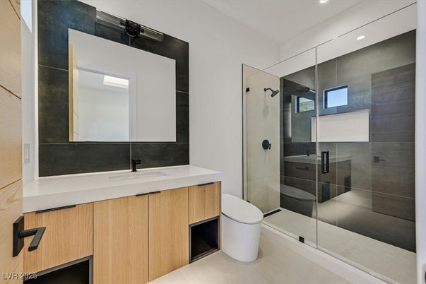 Bathroom, Glass Shower, Interior, Recessed Lighting
