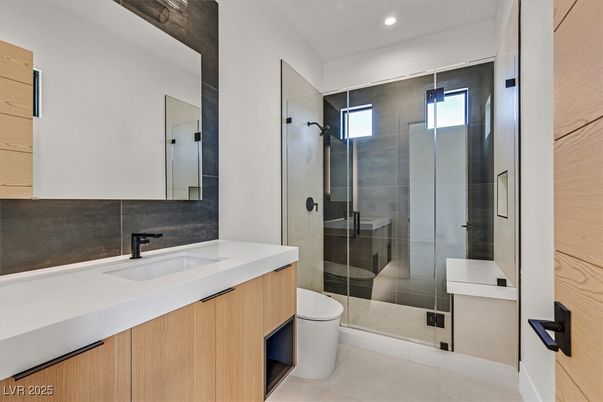 Bathroom, Glass Shower, Interior, Recessed Lighting