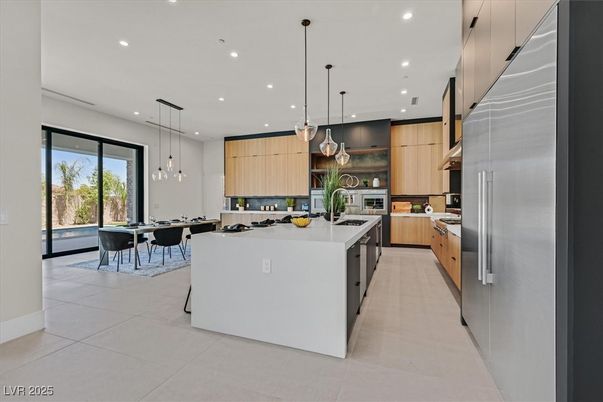 Interior, Kitchen, Pendant Lights, Recessed Lighting, Stainless Steel Appliances
