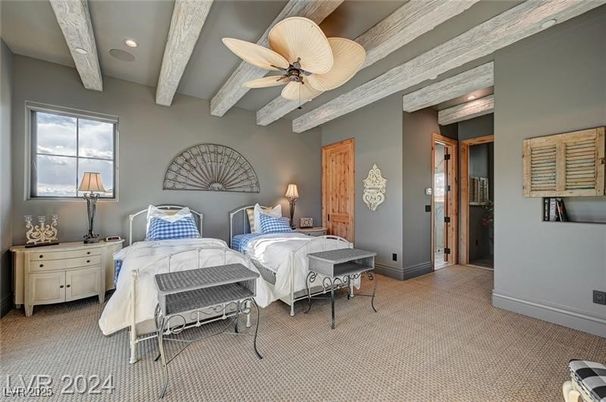 Bedroom, Interior, Recessed Lighting, Wooden Beams