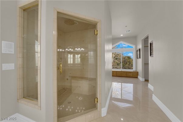 Bathroom, Glass Shower, Interior, Recessed Lighting