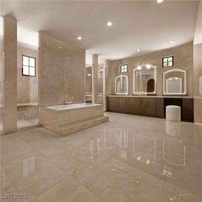 Bathroom, Glass Shower, Interior, Recessed Lighting