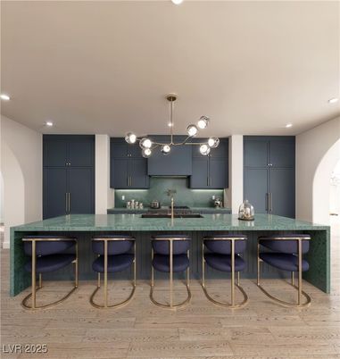 Interior, Kitchen, Pendant Lights, Recessed Lighting, Wood Texture Flooring