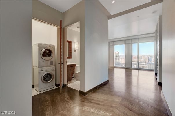 Interior, Recessed Lighting, Utility Closets, Washer, Wood Texture Flooring