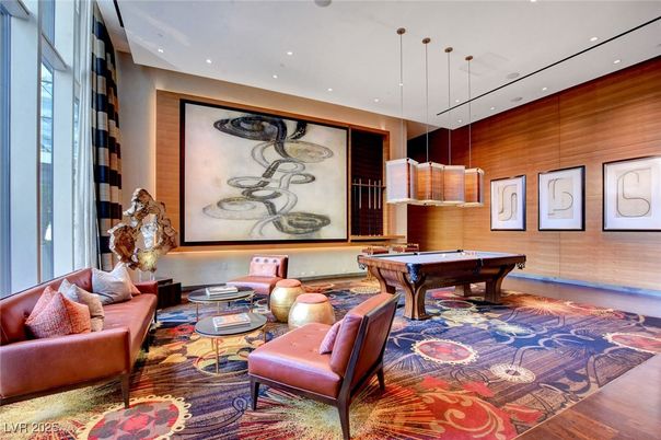 Billiard Table, Game Room, Interior, Living room, Pendant Lights, Recessed Lighting, Wood Texture Flooring, Wooden Walls