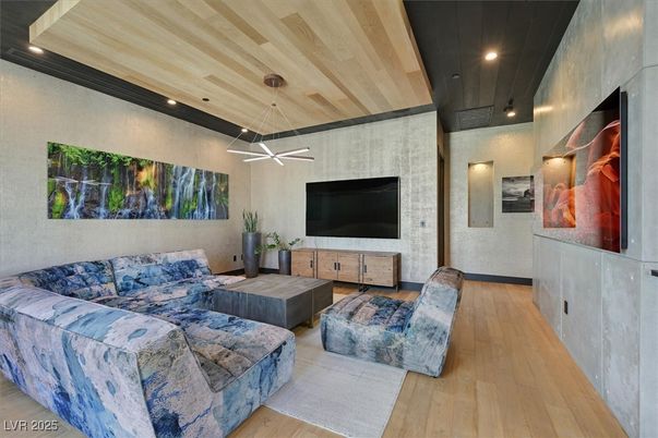 Interior, Living room, Recessed Lighting, Wooden Ceilings, Wood Texture Flooring