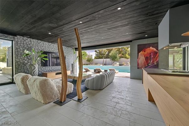 Interior, Pool, Recessed Lighting, Stone Walls