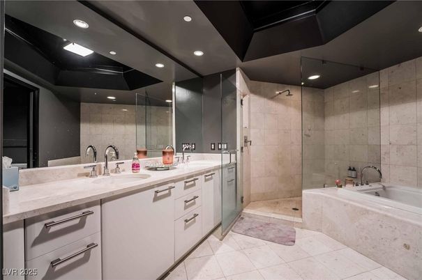 Bathroom, Dual Sink Vanities, Glass Shower, Interior, Recessed Lighting