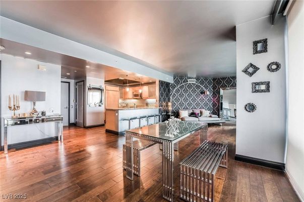 Interior, Kitchen, Living room, Recessed Lighting, Stainless Steel Appliances, Wood Texture Flooring