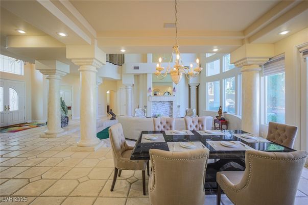 Chandelier, Dining room, Interior, Recessed Lighting