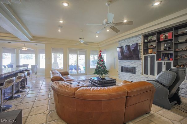 Dining room, Fireplace, Interior, Living room, Recessed Lighting