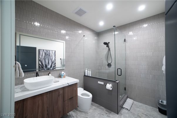 Bathroom, Glass Shower, Interior, Recessed Lighting