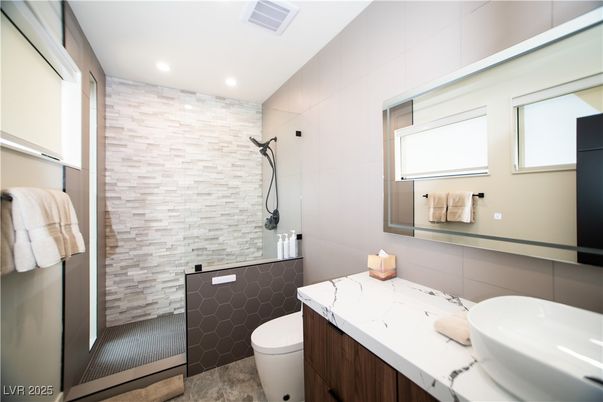 Bathroom, Glass Shower, Interior, Recessed Lighting
