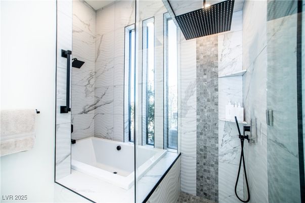 Bathroom, Glass Shower, Interior, Marble Walls