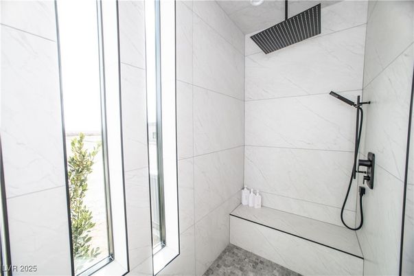 Bathroom, Glass Shower, Interior, Marble Walls