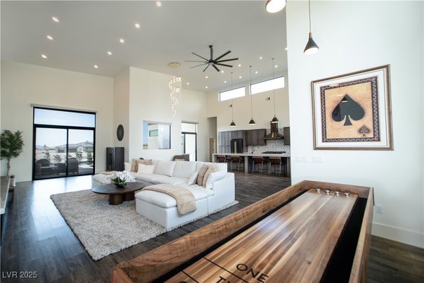 Interior, Kitchen, Living room, Pendant Lights, Recessed Lighting, Stainless Steel Appliances, Wood Texture Flooring