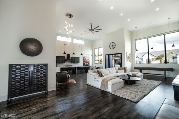 Interior, Kitchen, Living room, Pendant Lights, Recessed Lighting, Wood Texture Flooring