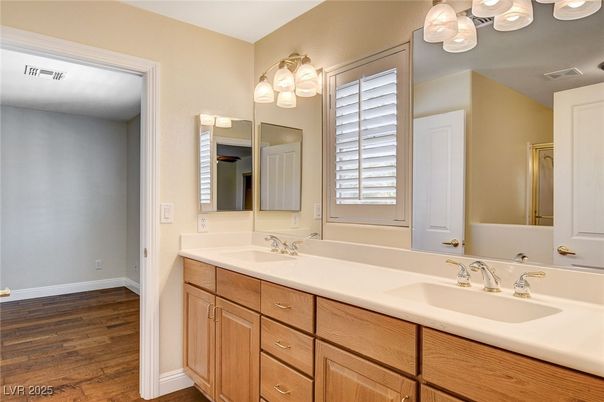Bathroom, Dual Sink Vanities, Interior, Wood Texture Flooring