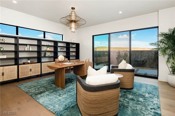 Home Office, Interior, Recessed Lighting, Wood Texture Flooring