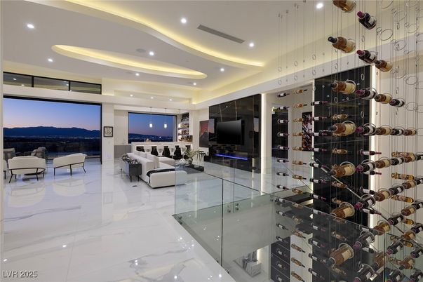 Interior, Living room, Marble, Recessed Lighting, Wine Storage