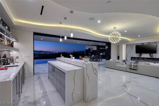 Interior, Living room, Marble, Pendant Lights, Recessed Lighting