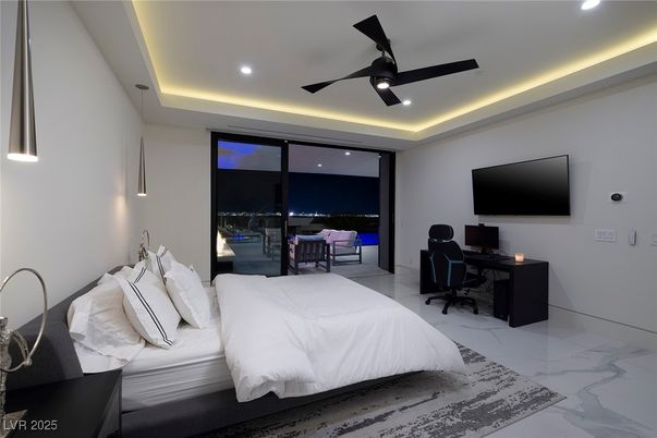 Bedroom, Home Office, Interior, Marble, Recessed Lighting