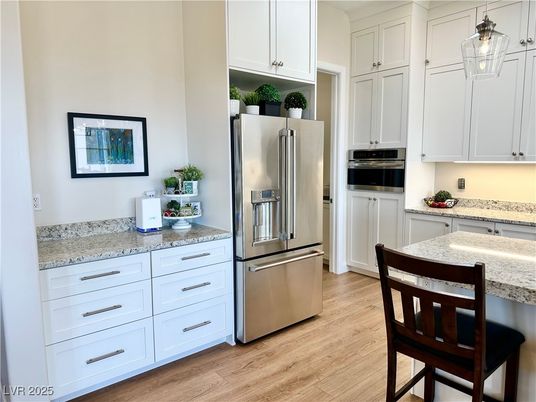 Interior, Kitchen, Pendant Lights, Stainless Steel Appliances, Wood Texture Flooring