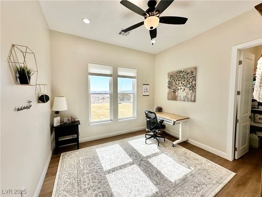 Home Office, Interior, Recessed Lighting, Wood Texture Flooring