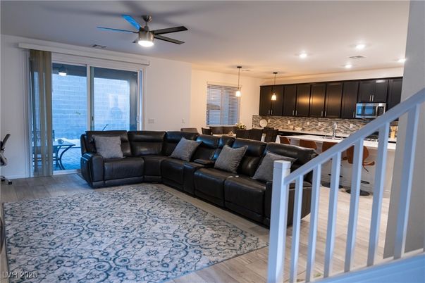 Dining room, Interior, Kitchen, Living room, Pendant Lights, Recessed Lighting, Wood Texture Flooring