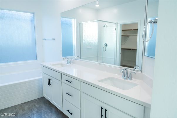 Bathroom, Dual Sink Vanities, Glass Shower, Interior, Recessed Lighting