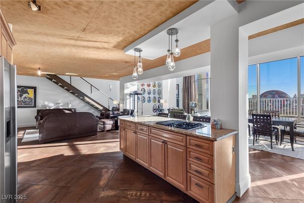 Dining room, Interior, Kitchen, Living room, Pendant Lights, Wood Texture Flooring