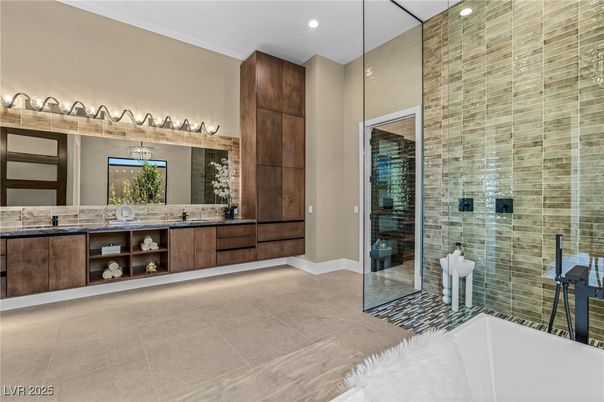 Bathroom, Dual Sink Vanities, Glass Shower, Interior, Recessed Lighting