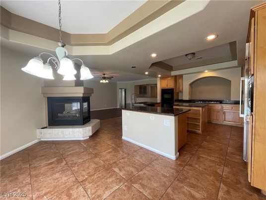 Fireplace, Interior, Kitchen, Pendant Lights, Recessed Lighting