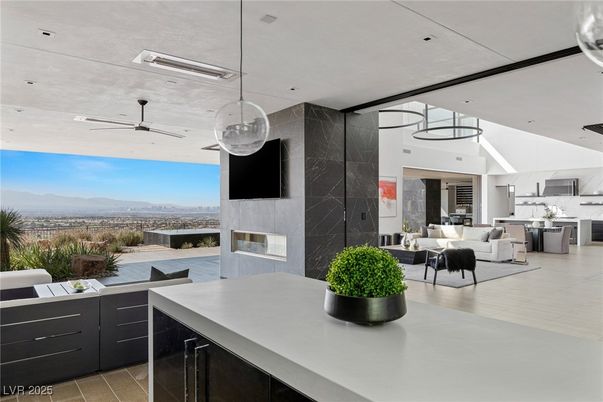 Fireplace, Interior, Kitchen, Living room, Pendant Lights, Recessed Lighting