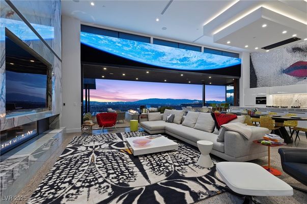 Dining room, Fireplace, Interior, Living room, Recessed Lighting