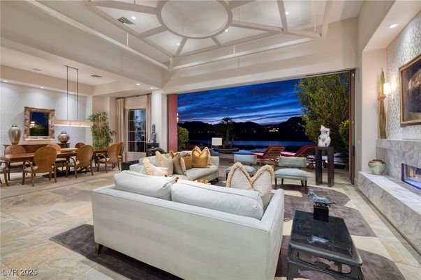 Dining room, Fireplace, Interior, Living room, Pendant Lights, Recessed Lighting
