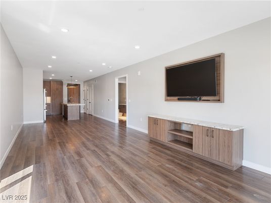 Interior, Kitchen, Pendant Lights, Recessed Lighting, Wood Texture Flooring