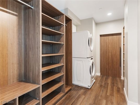 Interior, Recessed Lighting, Utility Closets, Washer, Wood Texture Flooring