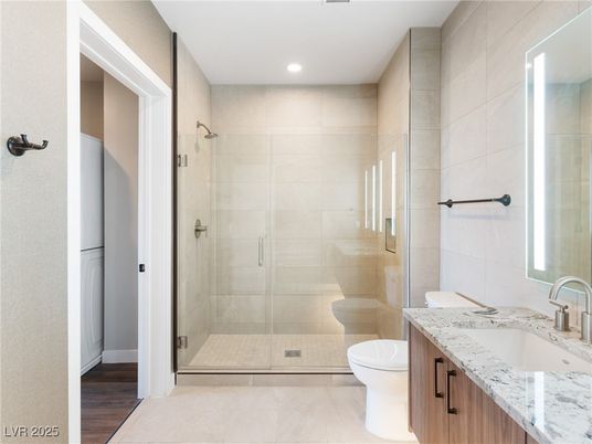 Bathroom, Glass Shower, Interior, Recessed Lighting