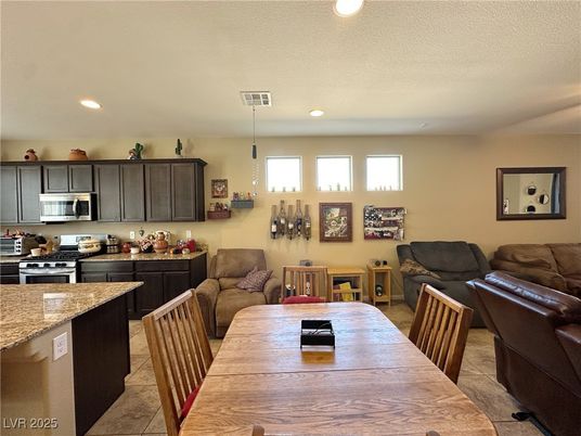 Dining room, Interior, Kitchen, Living room, Pendant Lights, Recessed Lighting, Stainless Steel Appliances
