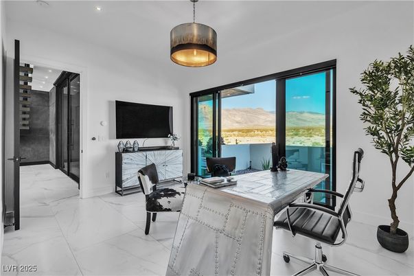 Home Office, Interior, Marble, Pendant Lights, Recessed Lighting