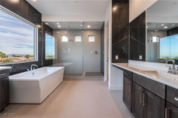 Bathroom, Dual Sink Vanities, Free Standing Baths, Glass Shower, Interior, Recessed Lighting