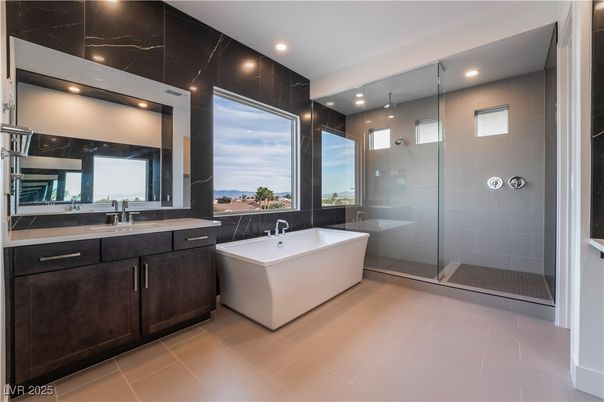 Bathroom, Dual Sink Vanities, Free Standing Baths, Glass Shower, Interior, Recessed Lighting