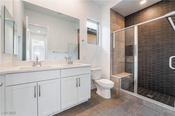 Bathroom, Dual Sink Vanities, Glass Shower, Interior, Recessed Lighting