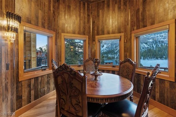 Dining room, Interior, Wood Texture Flooring, Wooden Walls