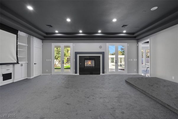 Empty room, Fireplace, Interior, Recessed Lighting