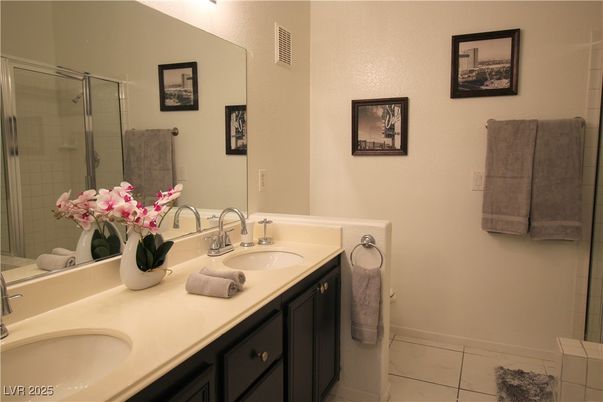 Bathroom, Dual Sink Vanities, Glass Shower, Interior