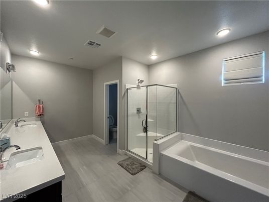 Bathroom, Dual Sink Vanities, Glass Shower, Interior, Recessed Lighting