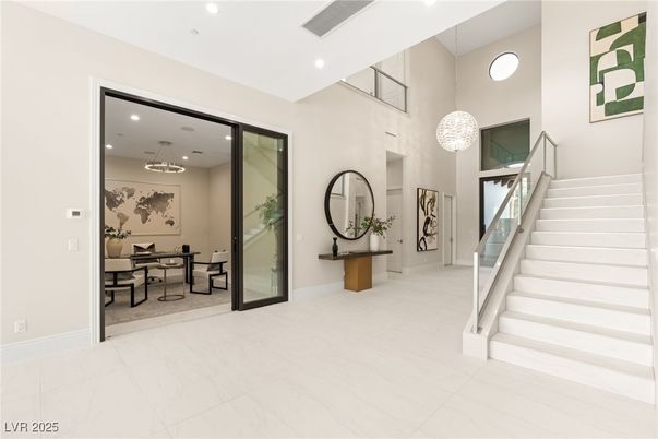 Dining room, Interior, Marble, Pendant Lights, Recessed Lighting